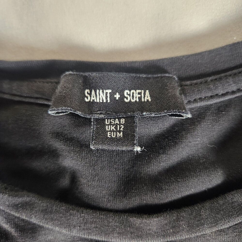 SAINT + SOFIA Womens Size 8 Black Short Sleeve Skull Dress - Picture 6 of 7